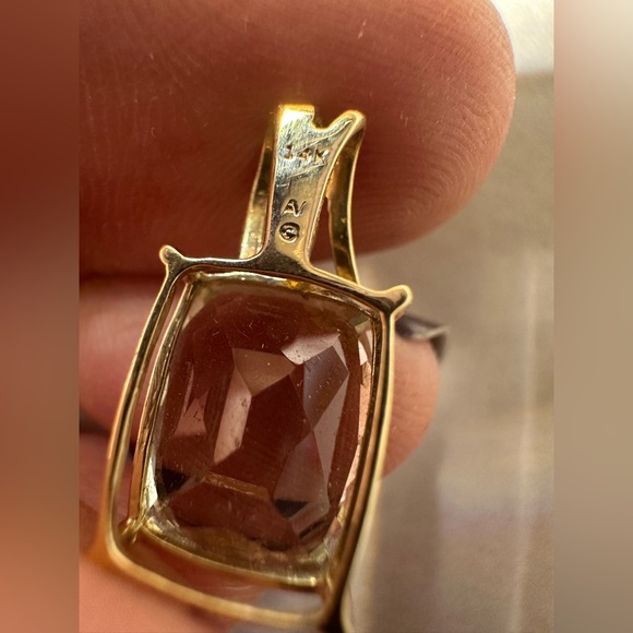 Solid 14K Yellow Gold Prasiolite Gemstone Necklace - Picture 6 of 9